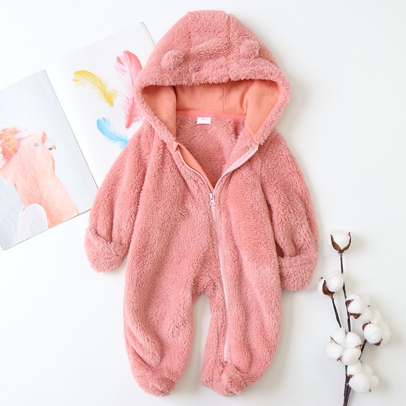Wholesale spring autumn and winter baby romper with hand and foot cover newborn baby flannel one-piece romper