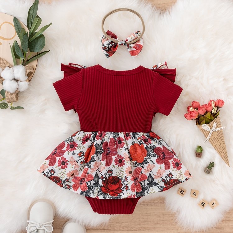 Wholesale Summer Cute Baby Girl Flower Romper