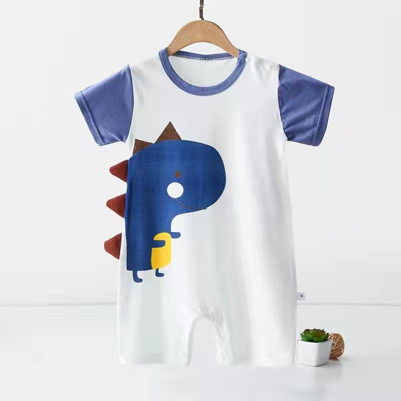 Wholesale baby short sleeve 100% cotton cartoon printing baby rompers newborn summer baby boy romper