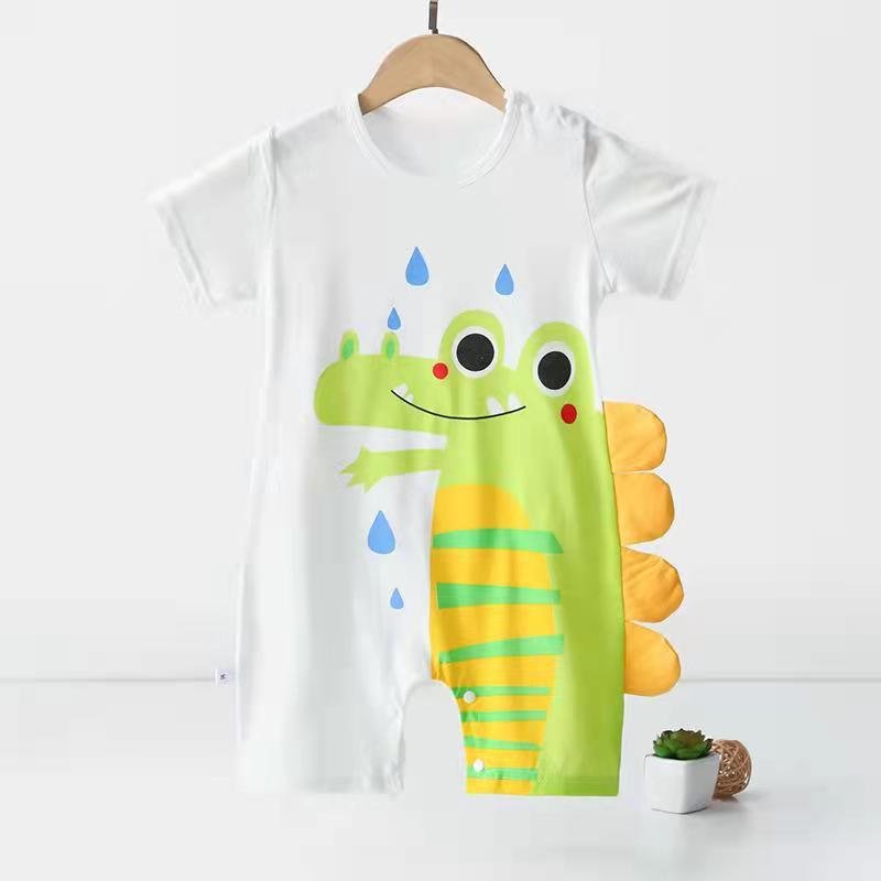 Wholesale baby short sleeve 100% cotton cartoon printing baby rompers newborn summer baby boy romper