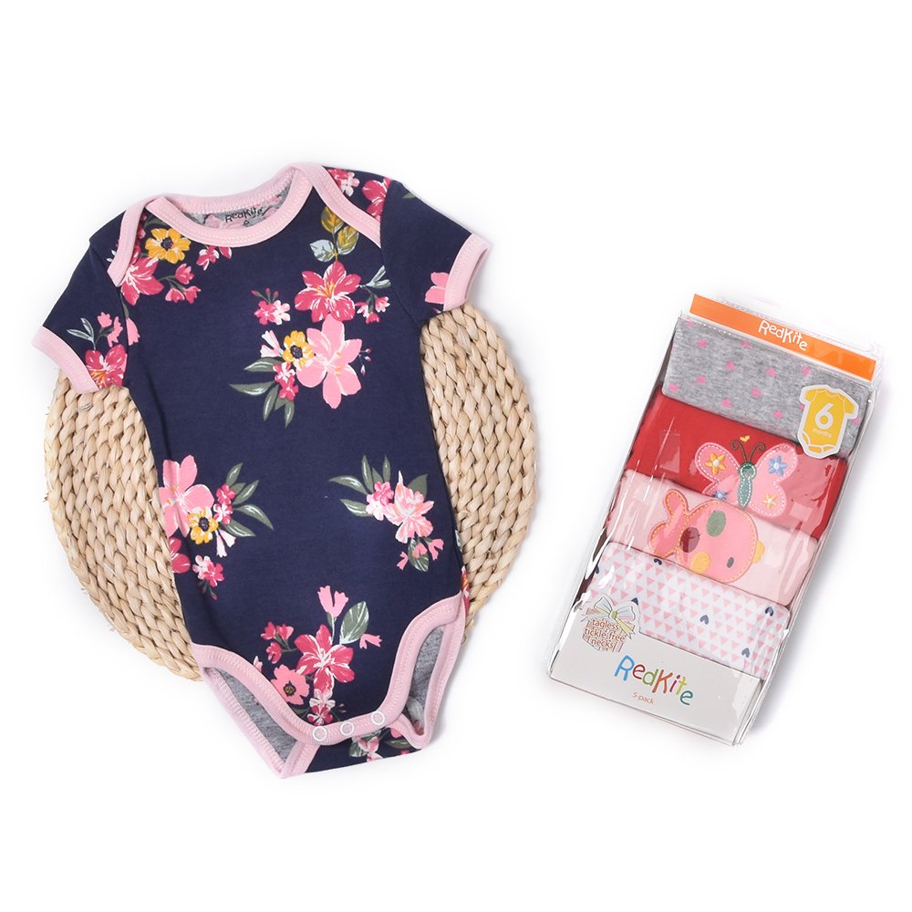 High quality cotton short sleeves random design toddler 5 pcs summer baby rompers