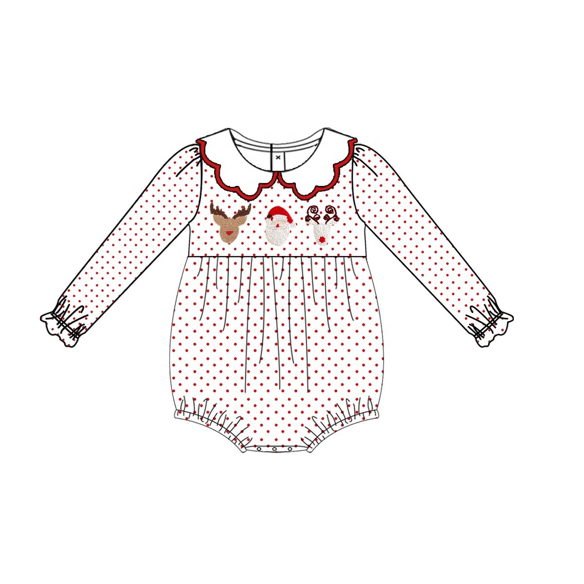 New fashion kids clothing wholesale newborn baby girls romper Christmas Santa french knot baby clothing