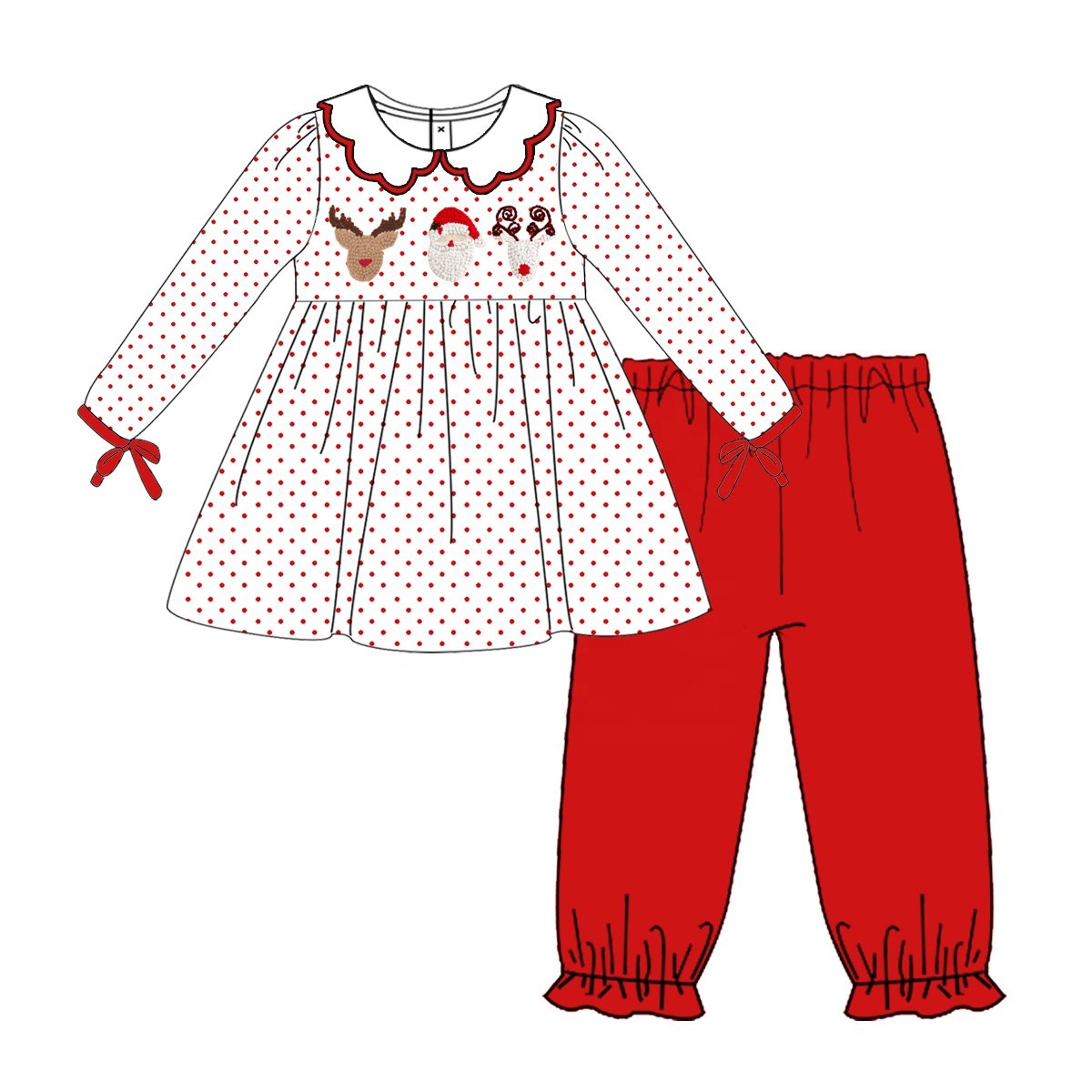 New fashion kids clothing wholesale newborn baby girls romper Christmas Santa french knot baby clothing