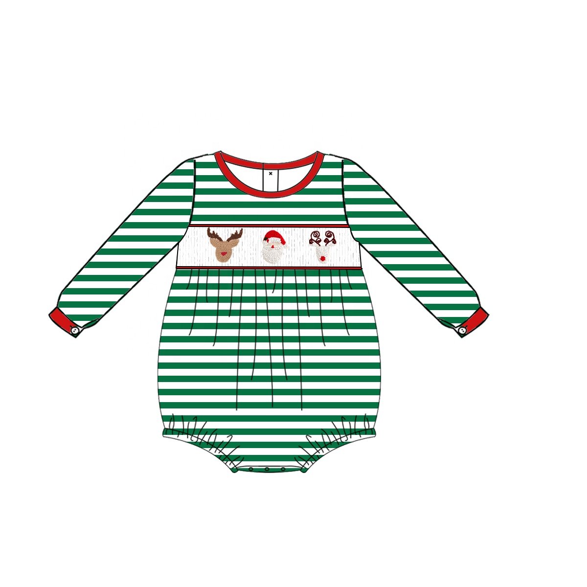 New fashion kids clothing wholesale newborn baby girls romper Christmas Santa french knot baby clothing
