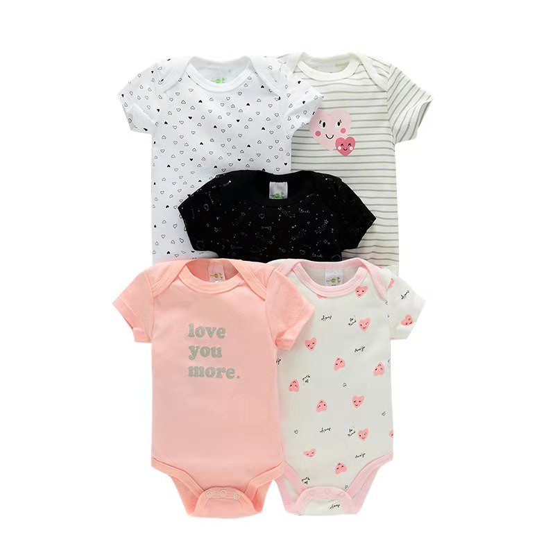 Wholesale cotton knitted newborn clothing baby girl romper jumpsuit clothes 100% cotton fabric baby romper