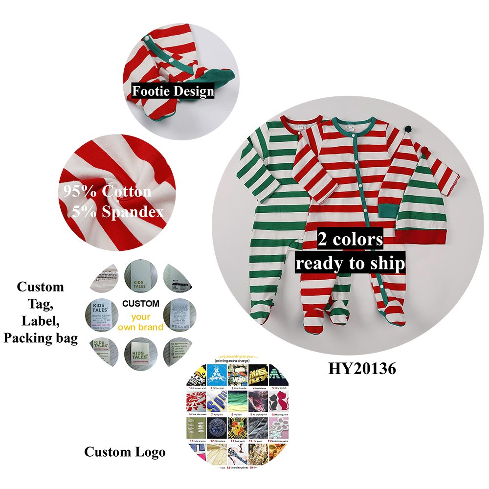 2024 Christmas baby boy girl clothes knit romper stripe cotton jumpsuit baby clothing bodysuit wholesale baby rompers with hat