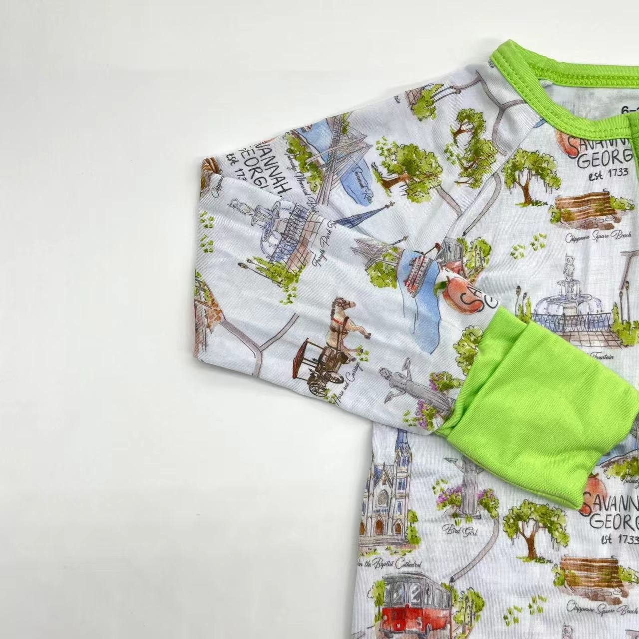 Kids boutique Wholesale Girls bamboo fiber custom pink flower printing zipper baby clothes with ruffles