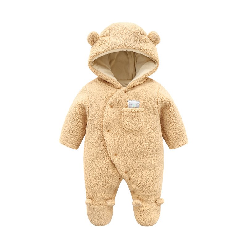 Custom winter baby clothes thickened jumpsuit lamb fleece newborn outwear cotton warm baby romper