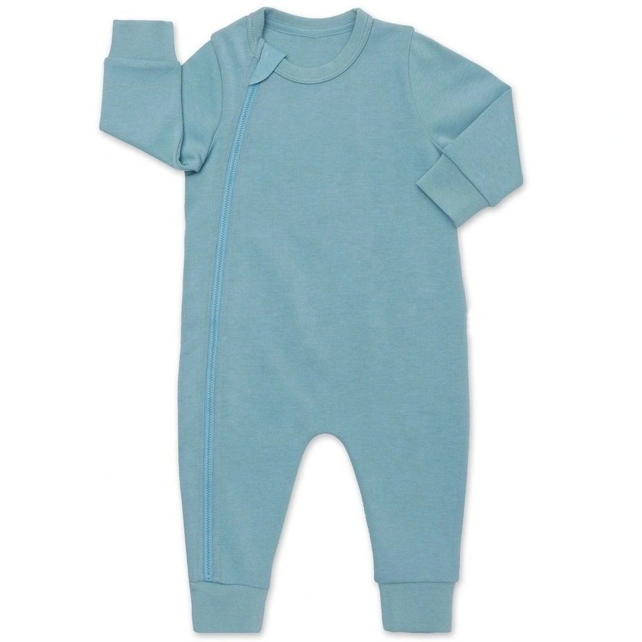 Customize Logo And Size Infant Zipper Onesie Long Sleeve Baby Boys Girls Zippered Convertible Bamboo Baby Romper