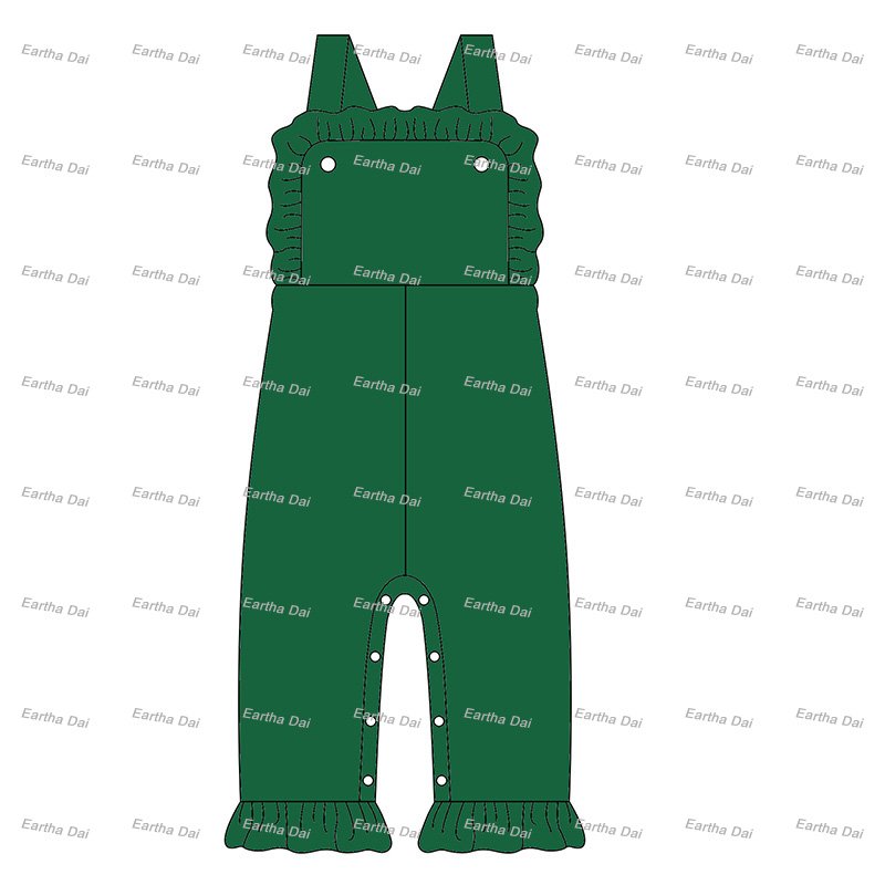 Christmas Corduroy cotton ruffle custom long one pieces jumpsuits girls monogram red romper sets