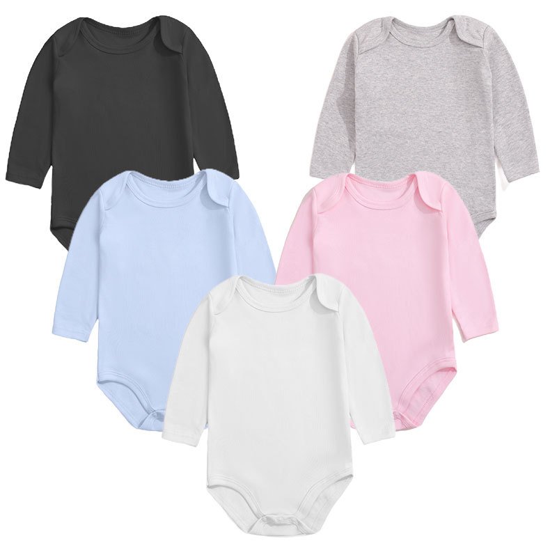 Stock Soft Long Sleeve Baby Rompers 100% Cotton Jumpsuit for New Born Baby Boy Girl