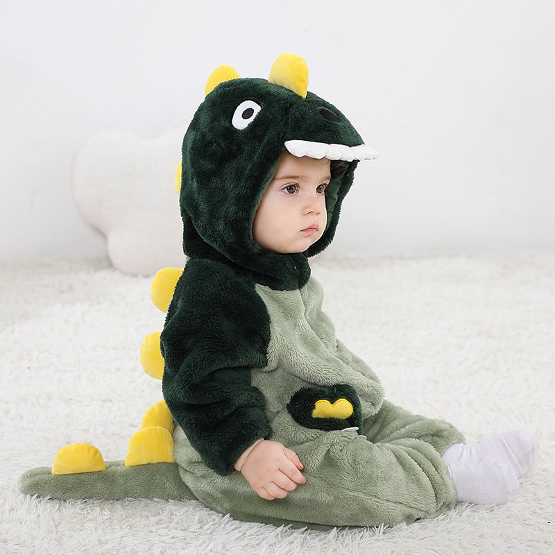 Baby Eco-friendly Rompers Kids Zipper Jumpsuit Baby Dinosaur One-piece Onesie Pajamas