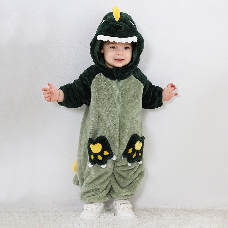 Baby Eco-friendly Rompers Kids Zipper Jumpsuit Baby Dinosaur One-piece Onesie Pajamas