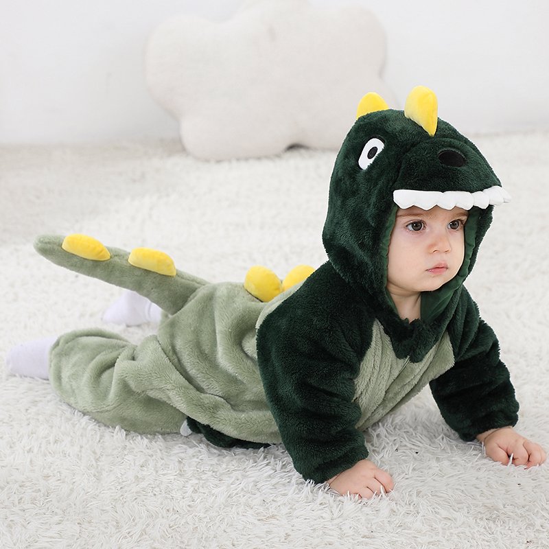 Baby Eco-friendly Rompers Kids Zipper Jumpsuit Baby Dinosaur One-piece Onesie Pajamas