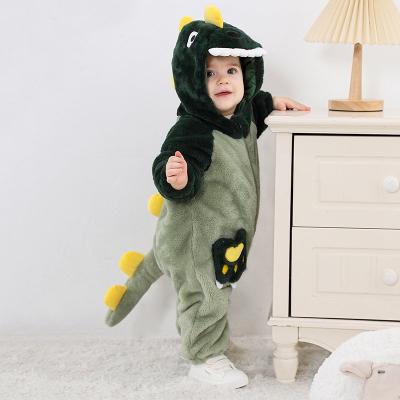 Baby Eco-friendly Rompers Kids Zipper Jumpsuit Baby Dinosaur One-piece Onesie Pajamas