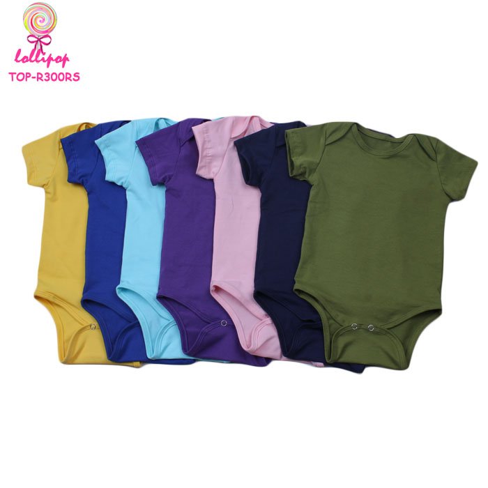 Custom 0-24 Months Unisex Newborn Baby Clothes Romper Onesie Short Sleeve Solid Color Blank Plain Cotton Baby Boys Girls Romper