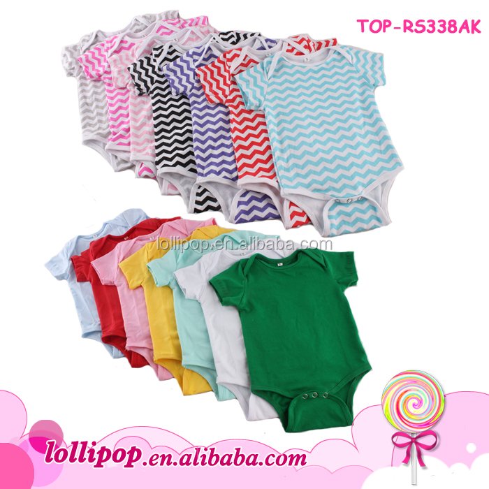 Custom 0-24 Months Unisex Newborn Baby Clothes Romper Onesie Short Sleeve Solid Color Blank Plain Cotton Baby Boys Girls Romper