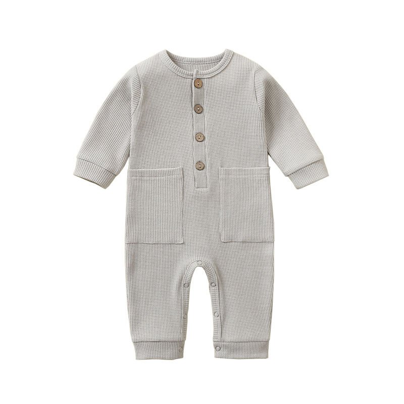 Wholesale Baby Pajamas 100% Combed Cotton Newborn Boy Girl Jumpsuit Clothes Plain Color Overalls Long Sleeve Baby Rompers