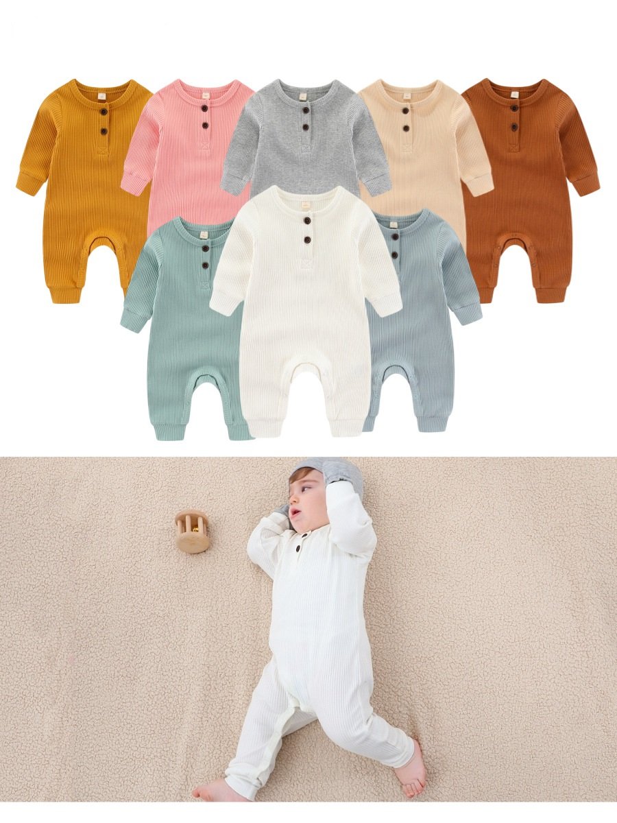 New Born Baby Clothes Cotton/Spandex Pit Strip Long Sleeve Romper Newborn Baby Rompers