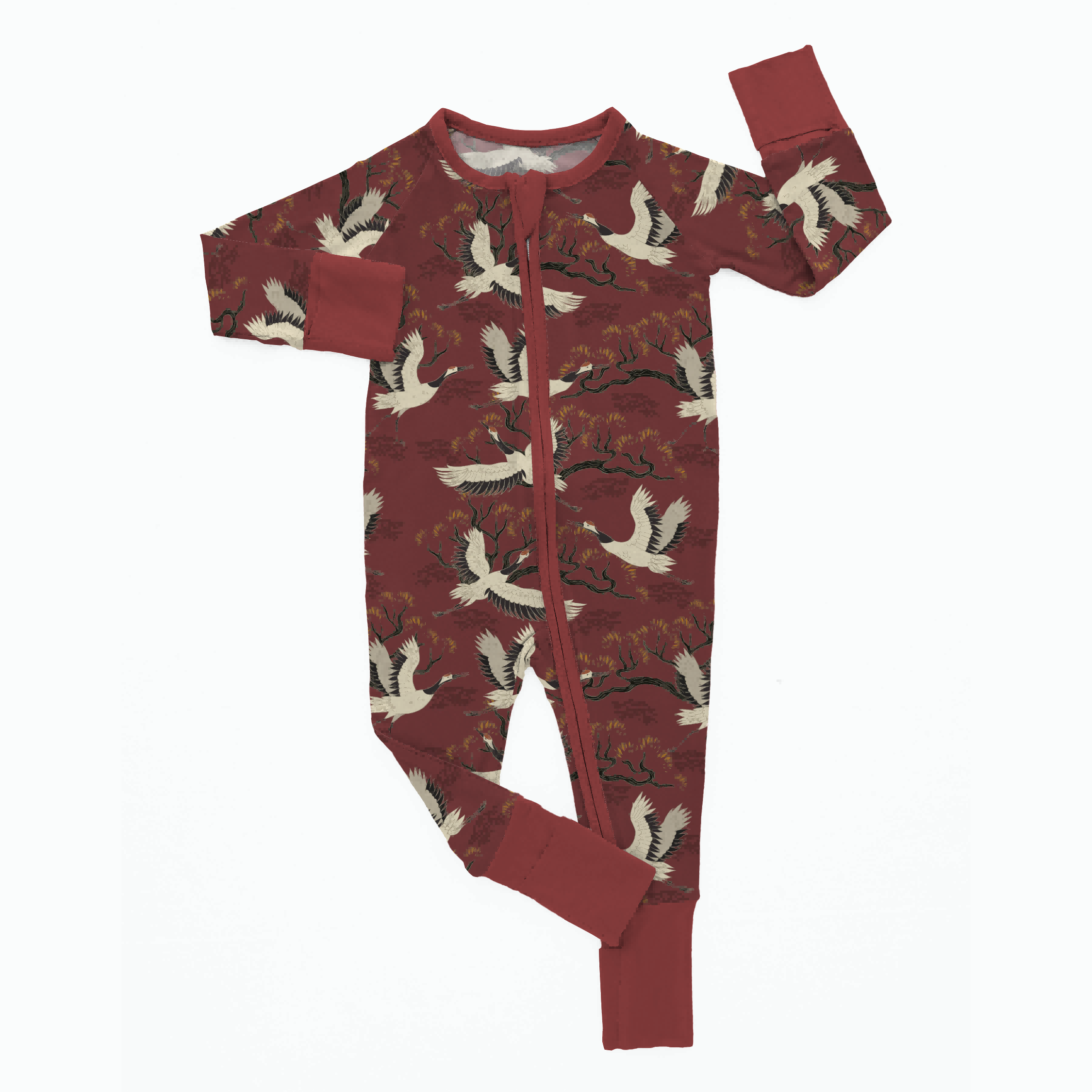 Customized Brand Logo Unisex Baby Bamboo Fiber Clothing Baby Romper Long Sleeve Zip Pajamas Onesies