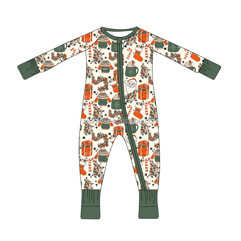 Wholesale Long Sleeves Bamboo Zipper Baby Pajamas bamboo Sleeper Newborn Baby Clothing Jumpsuit
