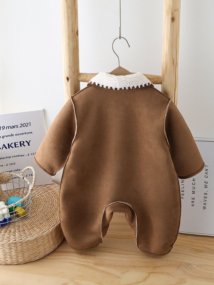 Wholesale 2024 girls and boys brown 5 month baby romper for winter