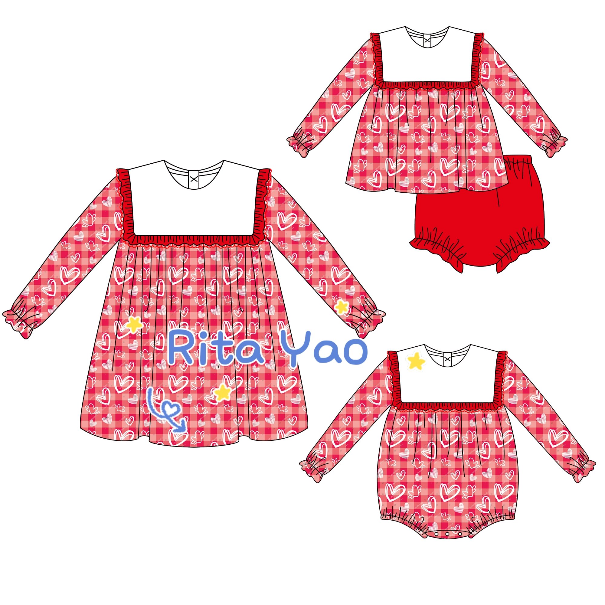 Valentines Day Pre Order Baby Girl Clothes Pink Striped Cotton Bib Ruffle Collar Baby Romper Monogrammed Toddler Kids Girl Dress
