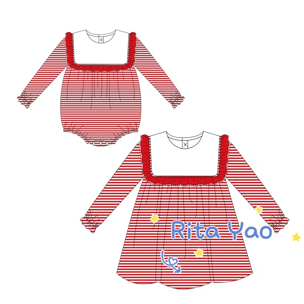 Valentines Day Pre Order Baby Girl Clothes Pink Striped Cotton Bib Ruffle Collar Baby Romper Monogrammed Toddler Kids Girl Dress