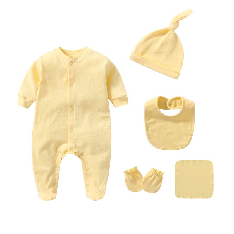 Rompers for newborn Long Sleeve Organic Cotton Minimalist solid color 0-24 Months babies 5 pieces set bodysuit baby