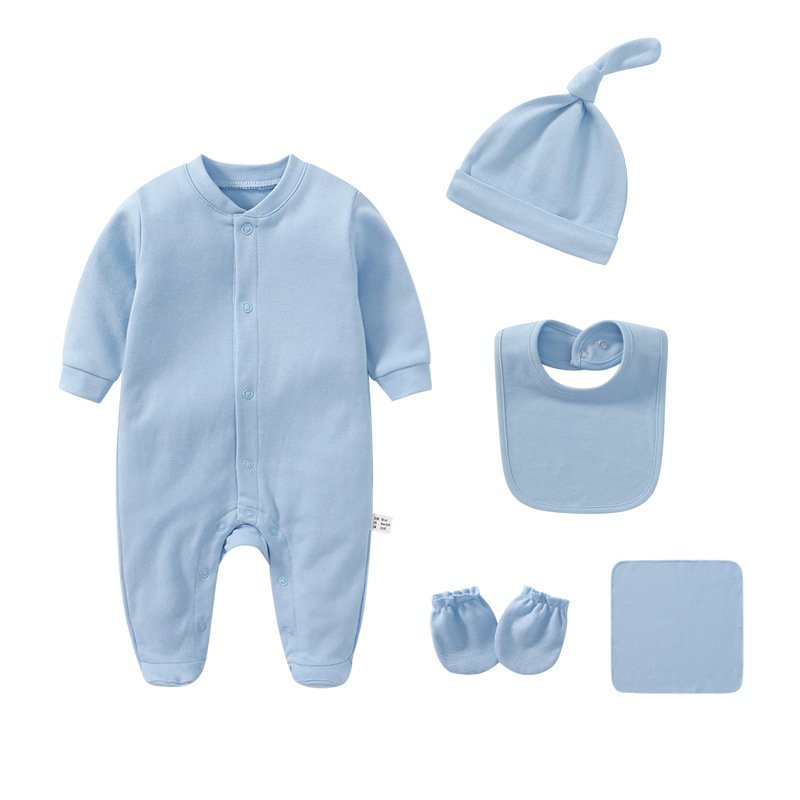 Rompers for newborn Long Sleeve Organic Cotton Minimalist solid color 0-24 Months babies 5 pieces set bodysuit baby