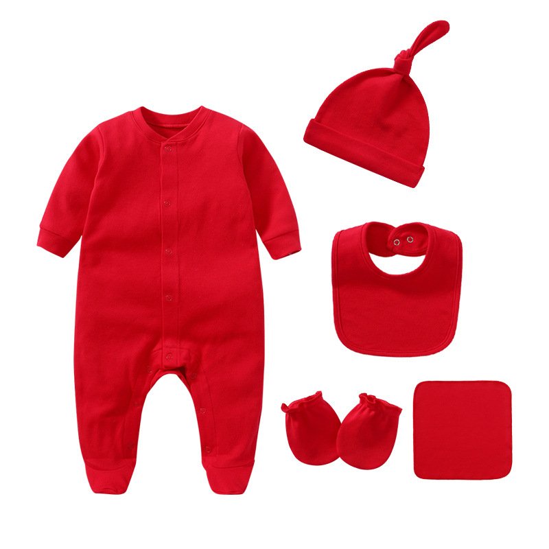 Rompers for newborn Long Sleeve Organic Cotton Minimalist solid color 0-24 Months babies 5 pieces set bodysuit baby