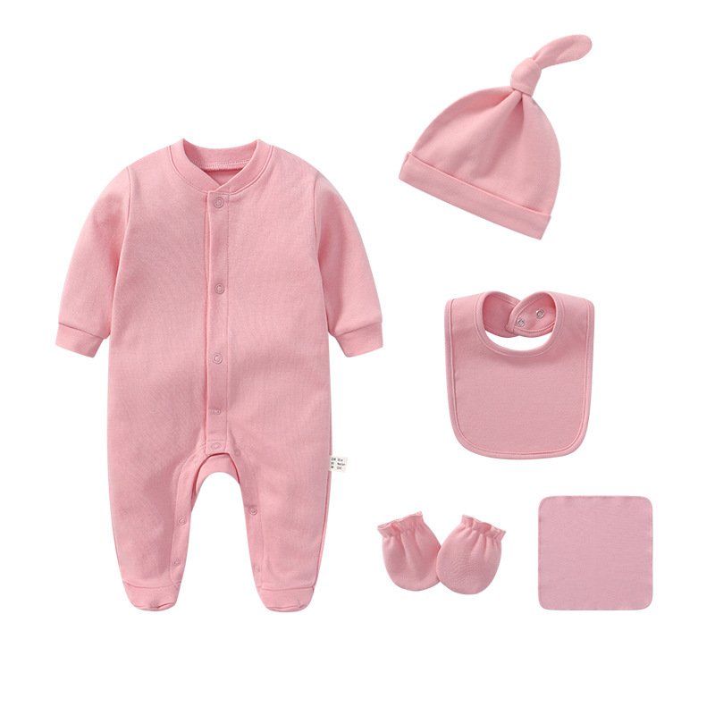 Rompers for newborn Long Sleeve Organic Cotton Minimalist solid color 0-24 Months babies 5 pieces set bodysuit baby