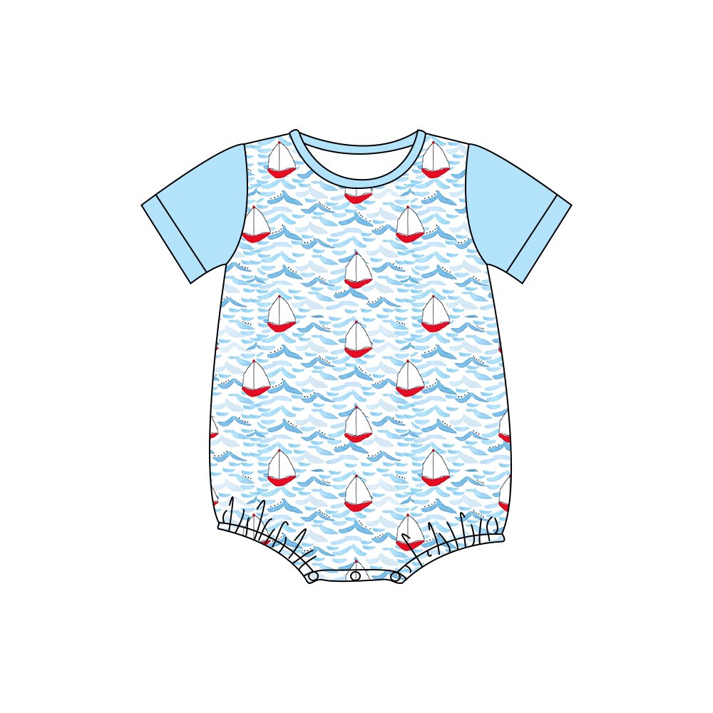 Organic bamboo Cotton Baby Clothes Girls Rompers Cute Printing suit onesie Wholesale Jumpsuit button bubble Customize