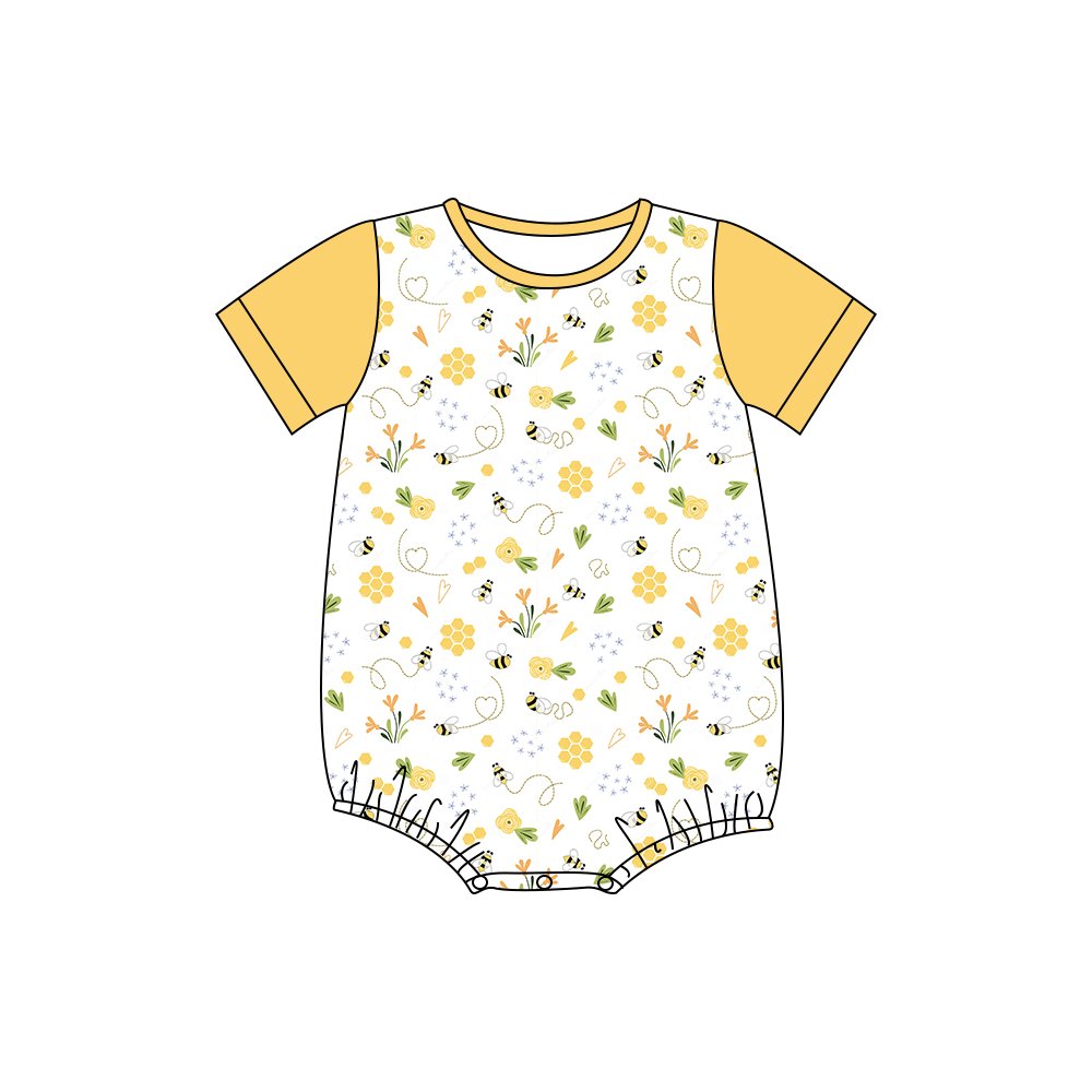 Organic bamboo Cotton Baby Clothes Girls Rompers Cute Printing suit onesie Wholesale Jumpsuit button bubble Customize