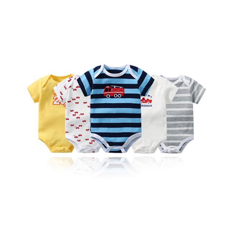 factory price 100% cotton baby bodysuit onesie newborn girl boy mixed short sleeve baby romper set 5 pieces