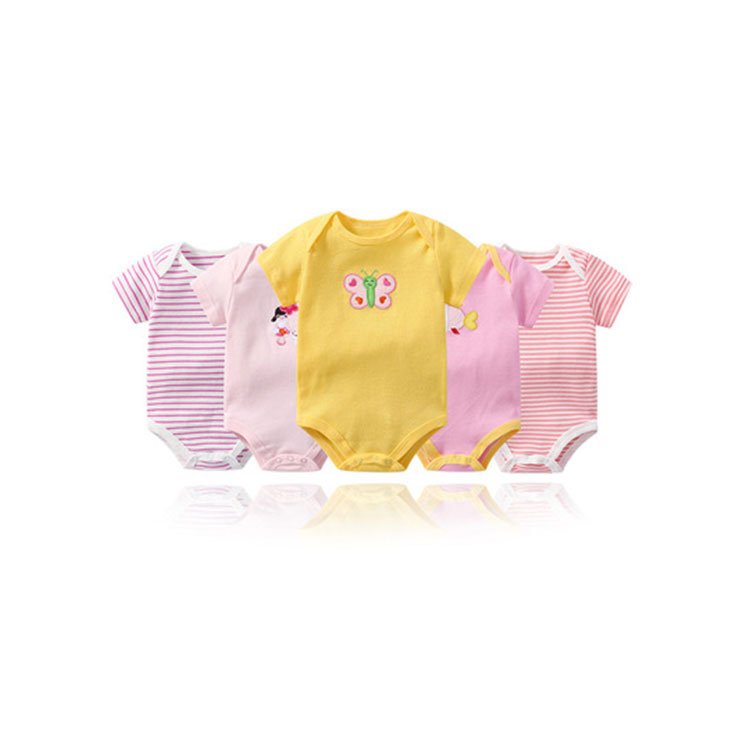 factory price 100% cotton baby bodysuit onesie newborn girl boy mixed short sleeve baby romper set 5 pieces