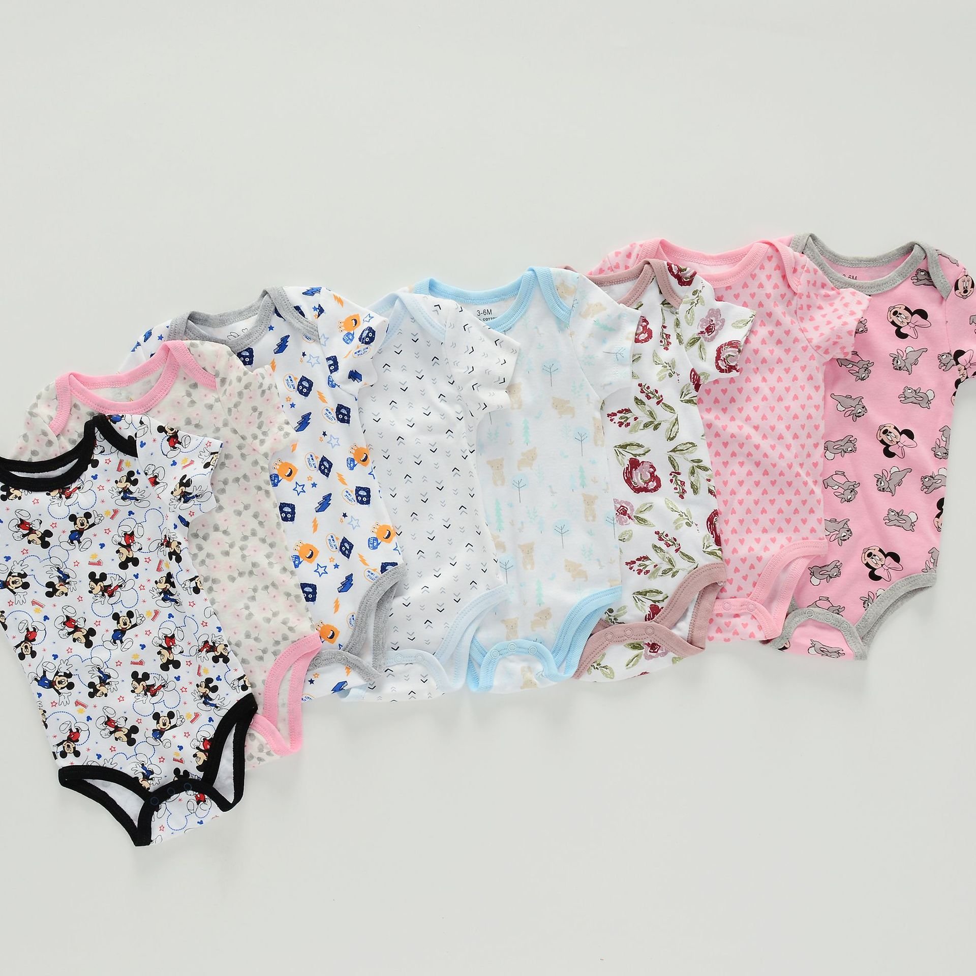 100% Cotton Random Pattern Baby Rompers In Stock or Custom Accepted Newborn Baby Clothes 0-2Y Knitted Bodysuit