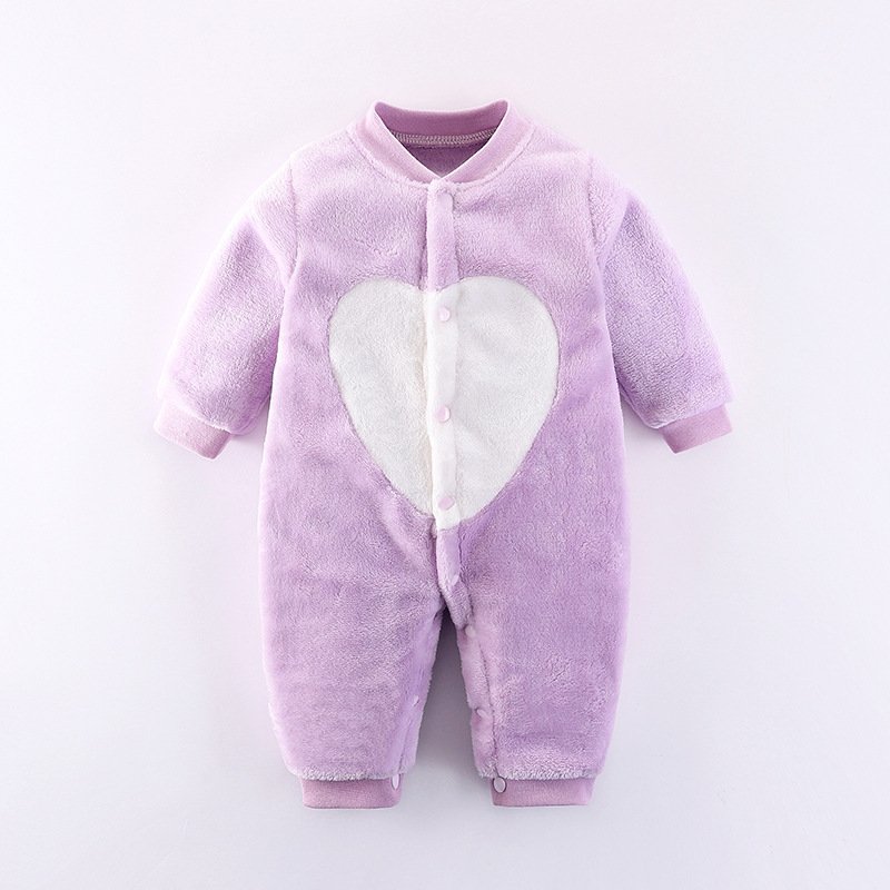Autumn Baby Romper Velour Thickened Rompers For Boys And Girls Coral Velvet Flannel Warm One-piece Pajamas