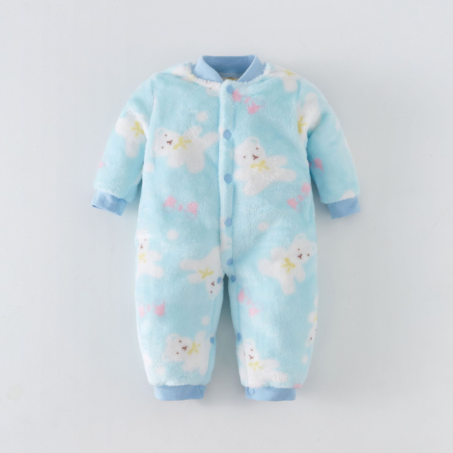 Autumn Baby Romper Velour Thickened Rompers For Boys And Girls Coral Velvet Flannel Warm One-piece Pajamas