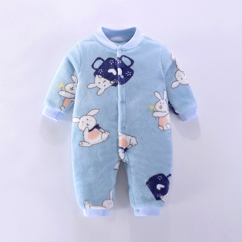 Autumn Baby Romper Velour Thickened Rompers For Boys And Girls Coral Velvet Flannel Warm One-piece Pajamas