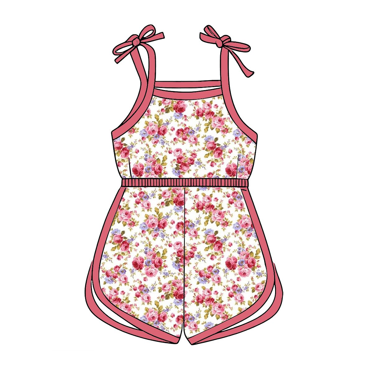 Boutique Casual Floral Print Baby Romper Little Girls Toddler Dress Sibling Matching Outfits Kids Girls Floral Bubble Outfit