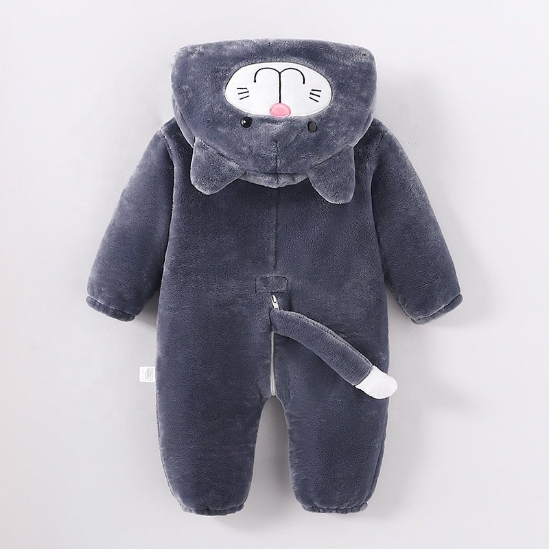 TONWHAR Wholesale Customized Kids Christmas outfit Children Flannel Cat Jumpsuit Baby Overalls