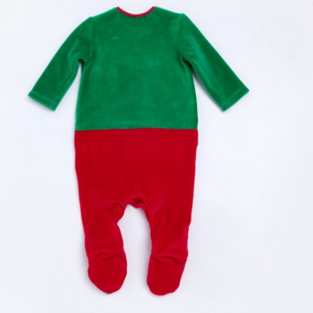 Christmas Comfortable Onesie For Kids Long Sleeves Cosplay Red Green Jumpsuit Cotton Baby Clothes Rompers Coral Velvet