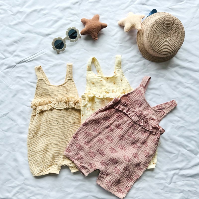 Newborn Clothing Solid Plain Halter Linen Romper Baby Bodysuit Baby Suspender Trousers infants baby rompers