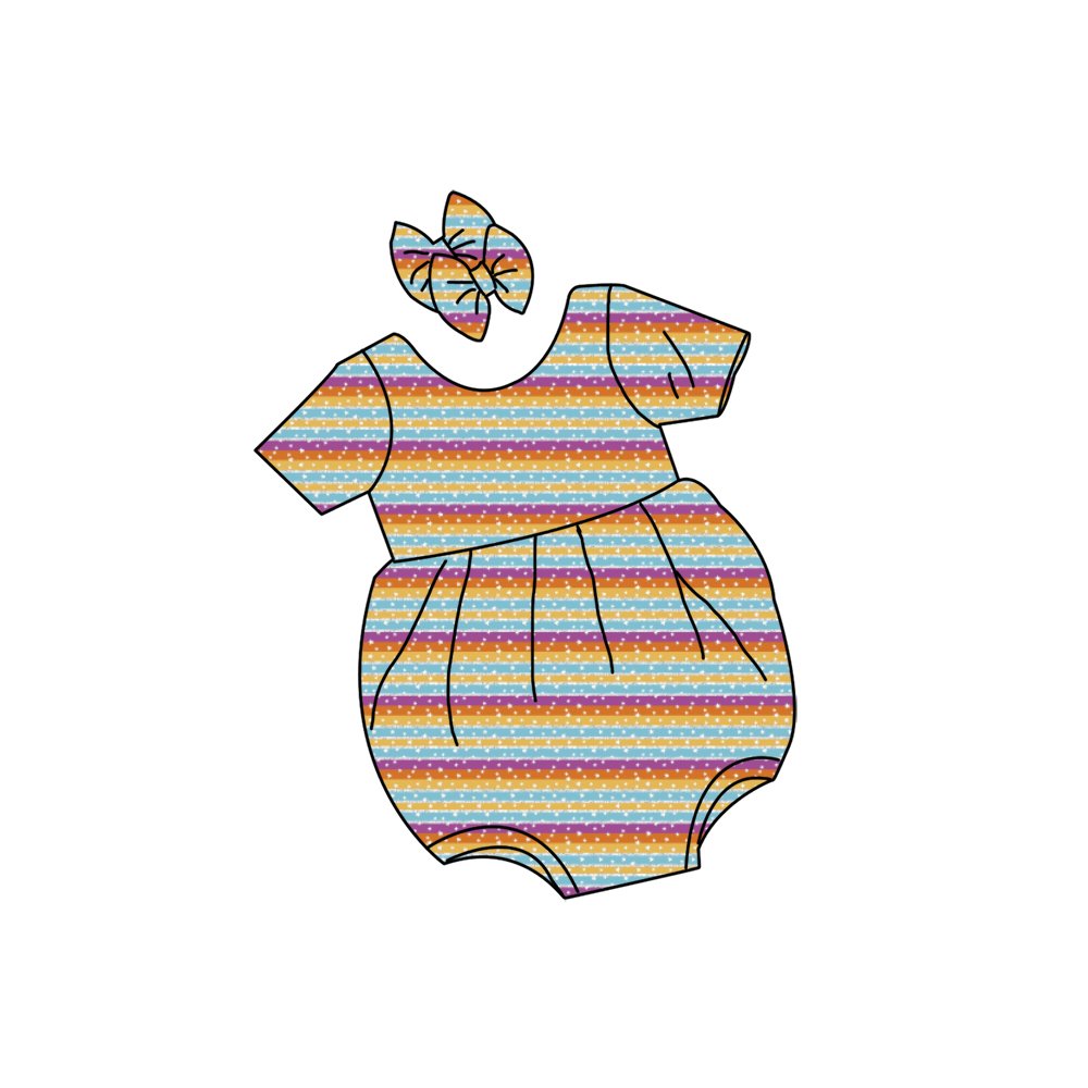 Qingli OEM Boutique Baby 4th Of July Firework Printed Short Sleeve Jumpsuit Baby Sweatshirt Romper