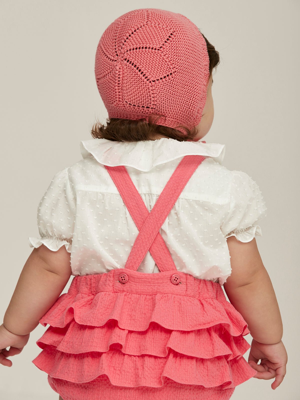 2025 Toddler Girls Clothing Organic Cotton Muslin Pink Color Suspender Onesies Girls Jumpsuit Baby Bubble Knit Romper