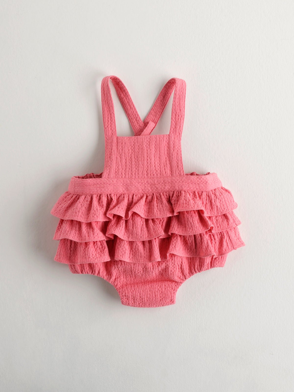 2025 Toddler Girls Clothing Organic Cotton Muslin Pink Color Suspender Onesies Girls Jumpsuit Baby Bubble Knit Romper