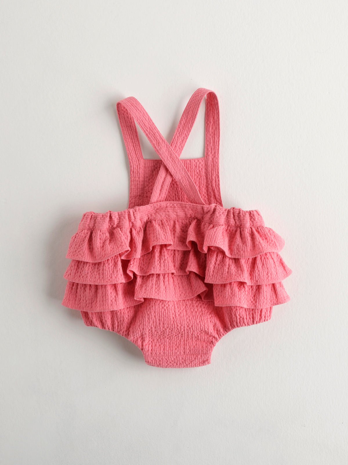 2025 Toddler Girls Clothing Organic Cotton Muslin Pink Color Suspender Onesies Girls Jumpsuit Baby Bubble Knit Romper