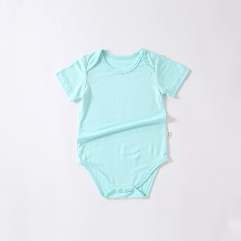 New Customize Solid colors Bamboo Viscose baby onesie Short sleeve toddler clothing Soft Button baby boy romper