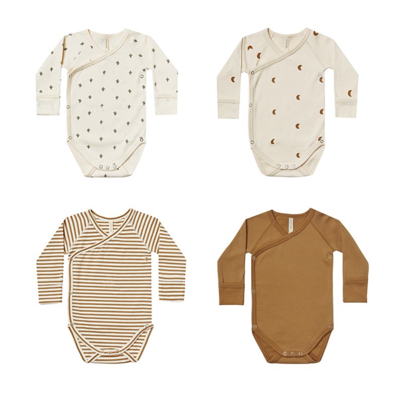 OEM Wholesale Plus Size Baby Rib Rompers Onesie Set 100% Cotton Waffle Knitting Baby Rompers